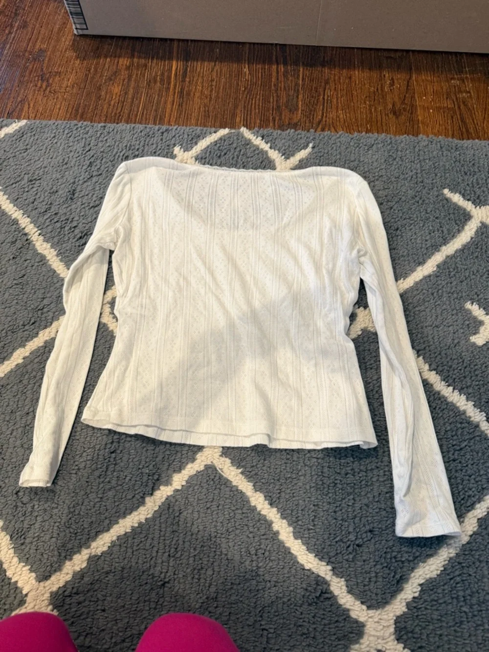 Zara White Pointelle Long Sleeve